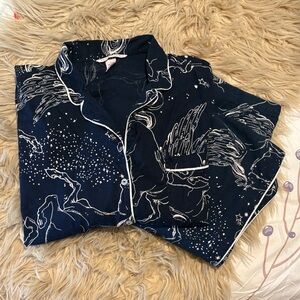 Victoria's Secret Navy Wing, Pegasus & Star ⭐️ Print Button-Down PJ Set